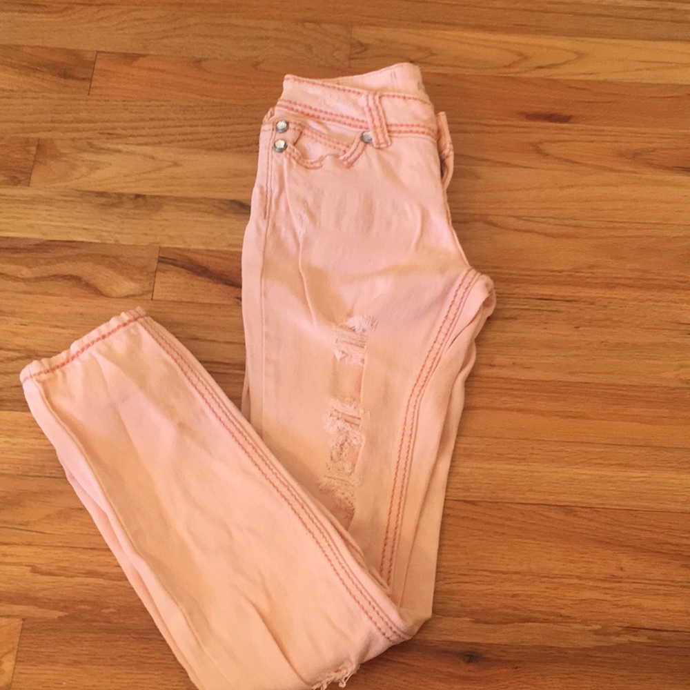 Almost Famous Light Salmon Skinny Jean Size 0